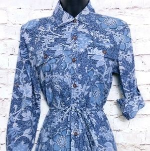 Blue Paisley Van Heusen Tunic Blouse Shirt Size XS